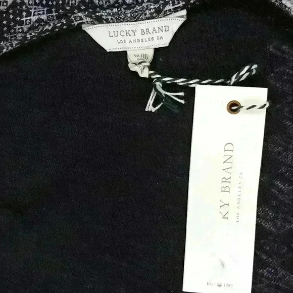 Lucky BRAND Blue Print Tie Front Top - Picture 5 of 8